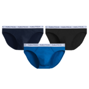 诺帝卡Nautica Underwear内裤男士三角裤宽松棉氨弹力三角底裤3条装 深海蓝+黑+湖蓝-三角 XXXL