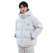 坦博尔羽绒服男2022年新款休闲潮流运动连帽短款加厚保暖外套TF336357 新铝色 180/96A