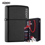 ZIPPO 之宝 218ZL 打火机套装礼盒 黑哑漆(火机+小油133ml+火石6粒装)