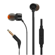 JBL T110 立体声入耳式耳机耳麦 运动耳机 电脑游戏耳机 手机有线耳机带麦可通话 黑色