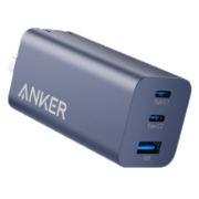 Anker 安克65W氮化镓三口充电器套装iPhone14快充头苹果华为手机MacBook笔记本通用 金属灰【GaN氮化镓 | 65W三口充电器】