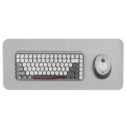 镭拓（Rantopad）RF100 无线键盘鼠标套装 办公键鼠套装 便携 仿古圆点键盘 鼠标 鼠标垫套装  寂静灰
