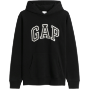 Gap 男女装LOGO碳素软磨抓绒连帽新年红卫衣791339冬季新款情侣上衣 黑色 170/84A(XXS)