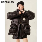 Hopeshow 红袖 女士玩偶抽绳连帽羽绒服 2色
