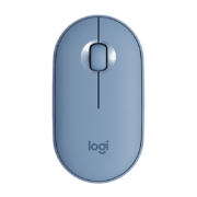 罗技（Logitech） Pebble 鹅卵石轻薄静音鼠标 无线/蓝牙鼠标 便携时尚鼠标 pebble鼠标-雾霭蓝