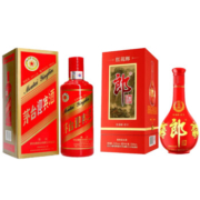 郎酒 高度白酒组合 红花郎10 500ml+茅台迎宾中国红500ml