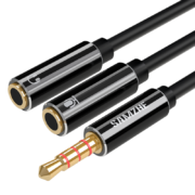 京喜APP：山泽 耳机麦克风二合一转接线 3.5mm 黑色 YP-600 0.25米
