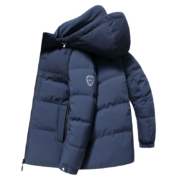 雪中飞羽绒服男2022年短极寒加厚保暖90%白鸭绒连帽冬装外套 黑色 M/170(110-120斤左右)