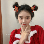 兔年新年发饰红色暴富发夹女侧边碎发刘海夹儿童发卡过年头饰夹子