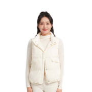 隶玛冬季女羽绒保暖基础简约马甲背心外套 米白 M体重：50-65kg