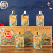 中华老字号！白水杜康 蓝花瓷 千里江山图 52度浓香型白酒 100ml*5瓶礼盒装