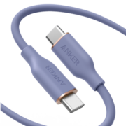 Anker安克 Type-C数据线100W亲肤快充线5A 适iPadPro/Air/苹果华为电脑/小米/荣耀 双C口充电线薰衣草灰1.8m