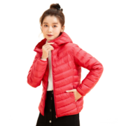 雪中飞薄款羽绒服女2022年新款时尚修身短款白鸭绒冬连帽轻便外套 红色 M/160 (105-115斤)