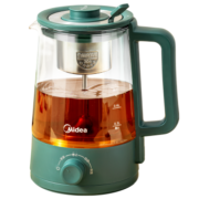 美的（Midea）养生壶智能复古喷淋式煮茶器煮茶壶烧水壶1L 电热水壶迷你玻璃花茶壶养生壶 MK-ZC10X1-103