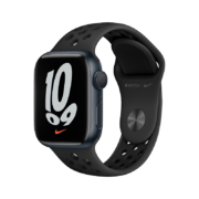 Apple Watch Series 7智能手表Nike GPS款 41毫米午夜色铝金属表壳煤黑配黑色Nike运动表带运动手表S7 MKN43CH/A