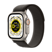 Apple Watch Ultra 智能手表GPS+蜂窝款 49毫米 钛金属原色 钛金属表壳黑配灰色野径回环式表带S/M MQFG3CH/A