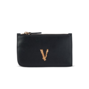 范思哲（VERSACE） 女士钱包字手拿包皮革奢侈品女包黑色金色 新年礼物