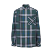 博柏利（BURBERRY）博柏利 BURBERRY 男士深森林绿色格纹棉府绸衬衫 80415231 M