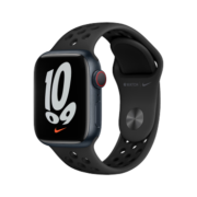 Apple Watch Series 7智能手表 Nike GPS+蜂窝款 41毫米 午夜色铝金属煤黑配黑色Nike运动表带电话运动手表S7