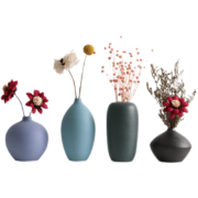贝汉美（BHM） 景德镇北欧陶瓷花瓶摆件 仿真花干花花瓶插花客厅电视柜玄关餐桌摆件装饰品 4件套A款含花艺 如图