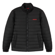 HUGO BOSS 雨果博斯 2022秋冬新品 男士绗缝LOGO徽标立领夹克外套 新年礼物 黑色 50468719 001 L