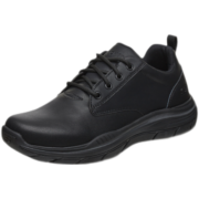 Skechers斯凯奇时尚男子绑带低帮鞋儒雅绅士商务休闲鞋耐磨皮鞋66418 黑色/BLK 41