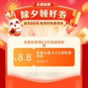 翼支付 除夕领好券 至高66元 实测中8.8元