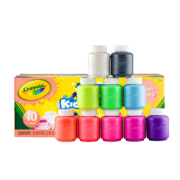 绘儿乐（Crayola）10色可水洗礼物水彩颜料2盎司分装颜料盒手指画涂绘DIY颜料绘画工具荧光色颜料54-2390
