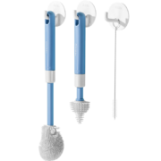 英氏yeehoo奶瓶刷硅胶三合一吸管刷婴儿奶嘴水杯清洗工具长柄便携清洁套装洗杯子神器 尼空蓝