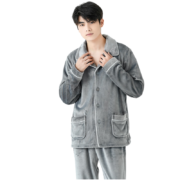 惠寻京东自有品牌 法兰绒睡衣男士秋冬家居服珊瑚绒套装 XXL