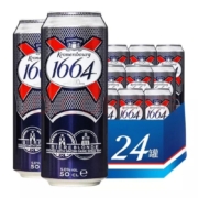 法国原装进口克伦堡1664 小麦拉格黄啤酒500ml24罐听装整箱批发