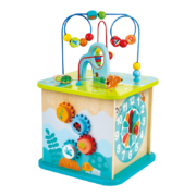 Hape(德国)儿童益智玩具1-3岁男孩玩具女孩多功能游戏盒绕珠串珠拼板配对积木时钟男女孩玩具礼物 1岁+E8425