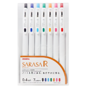 斑马牌（ZEBRA）JJS29-R1-7C 按动中性笔 0.4mm子弹头签字笔 SARASA彩色学生考试笔 7色套装