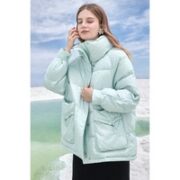 3COLOUR 三彩 女士立领羽绒服 D364Q2052Y10 蓝色 XL