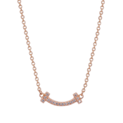 蒂芙尼 Tiffany & Co T系列笑脸超迷你吊坠项链 18K玫瑰金 62617780