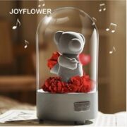JoyFlower 女神节比心熊蓝牙音乐盒永生花