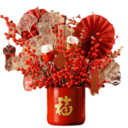 易囍艺 年宵花银柳干花红果发财果假花客厅装饰摆件家居婚庆装饰 福满新居-金色钱袋福桶