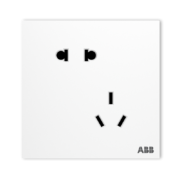 ABBABBABB 开关插座面板 盈致系列白色  无边框 86型电源 斜五孔插座10只装