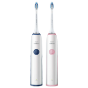飞利浦（PHILIPS） 电动牙刷成人 声波震动牙刷 进口杜邦软毛刷头 引导式均衡洁齿净白 礼物 【新年礼物】情侣套装 粉色+蓝色