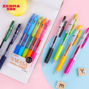斑马牌（ZEBRA） sarasa按动中性笔0.5mm彩色水笔JJ15学生用做笔记专用手帐笔 10色套装
