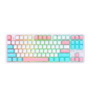 黑爵（AJAZZ）K870Tpro 三模机械键盘 蓝牙/2.4G/有线/ 87键 PBT键帽 RGB光 电竞游戏办公 白色红轴