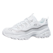 斯凯奇Skechers女鞋厚底老爹鞋休闲运动熊猫鞋11923 白色/银色WSL 36.0