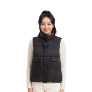 隶玛冬季女羽绒保暖基础简约马甲背心外套 黑色 S体重：40-55kg