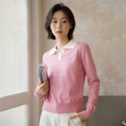INMAN 茵曼 女士撞色POLO领针织衫 G18236932288