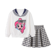 小马宝莉（MY LITTLE PONY）小马宝莉女童装时髦洋气套装时尚卫衣格子裙百褶裙两件套2023春款 白色 110
