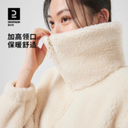 迪卡侬羊羔绒运动外套女秋冬短款瑜伽服摇粒绒外套WSDW