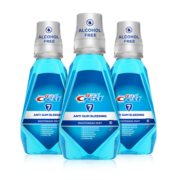 佳洁士全优7效漱口水500ml*3减少99%口腔细菌不含酒精 薄荷清新共1500ml