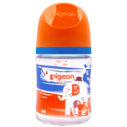 贝亲（Pigeon）自然实感第3代 玻璃彩绘奶瓶 160ml-猛犸象AA209 S号 1个月以上