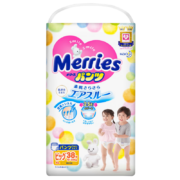 花王妙而舒Merries 学步裤XL38片 (12-22kg) 加大号婴儿尿片尿不湿 柔软透气超大吸收 日本进口