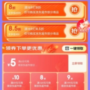 领券备用：京东 满169元享8.5折 超市品类券